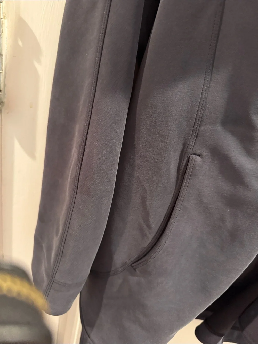 lululemon athletica Gray Draped Trench Coat with Tie Belt